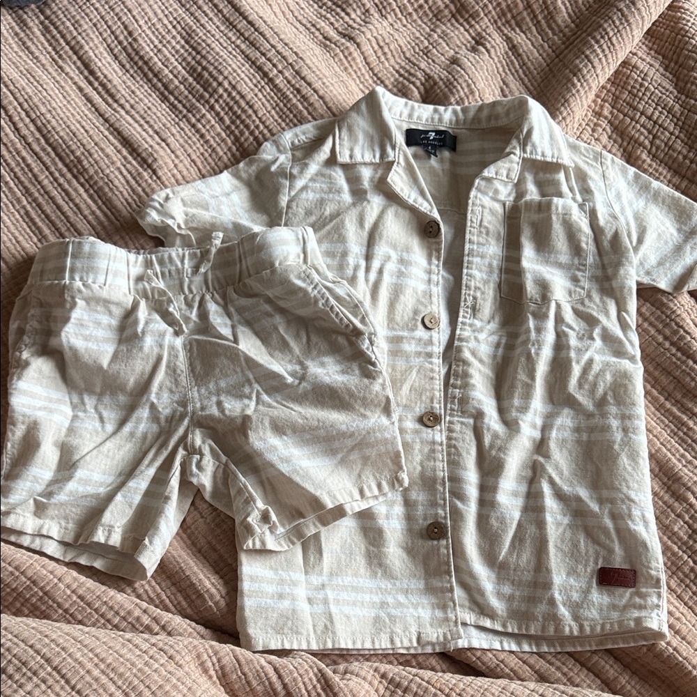 7 For All Mankind Kids Matching Linen and Cotton Set